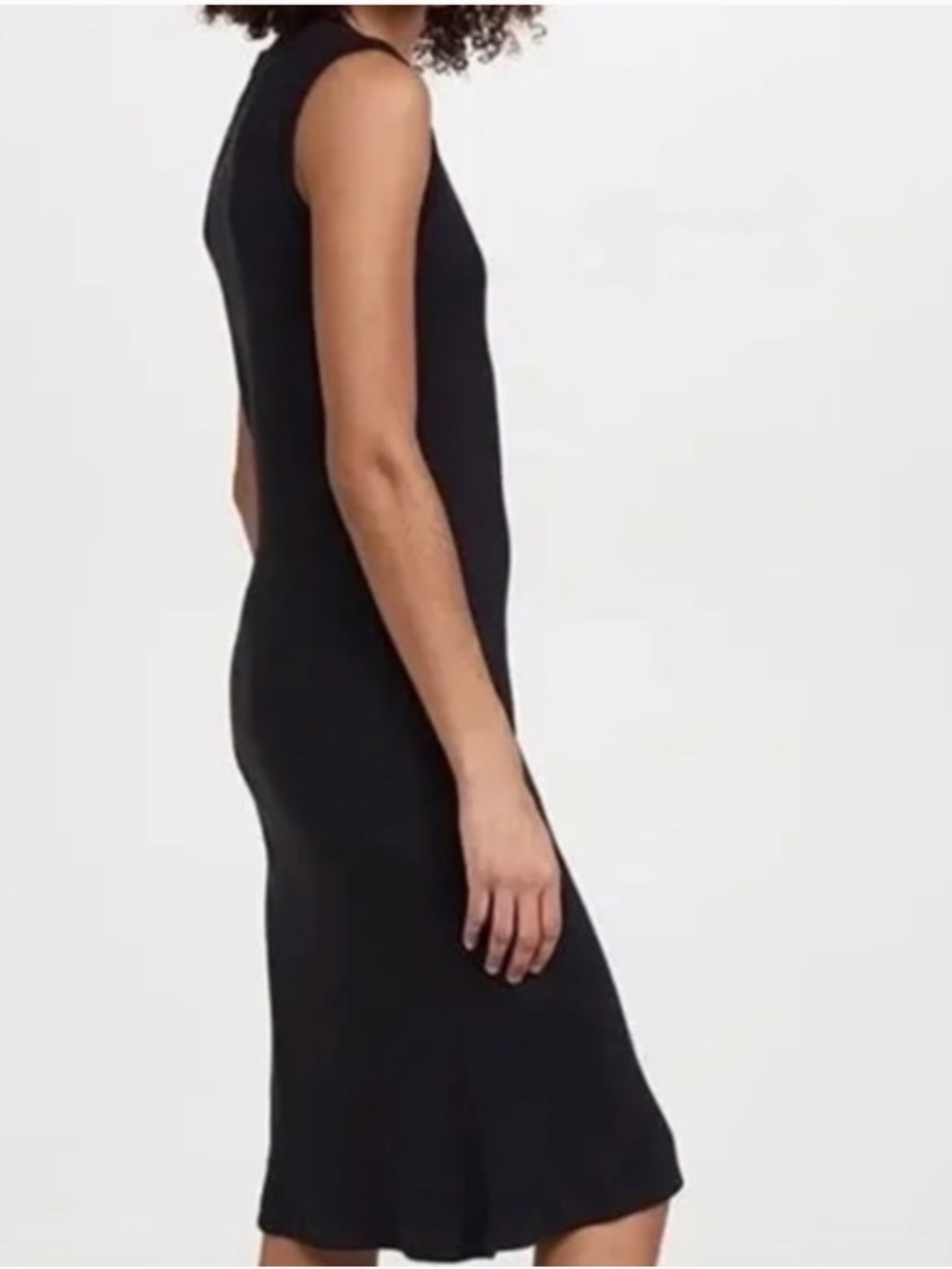 AMO Rib Knit Tank Dress Black M NWT 100% Cotton Midi Minimalist Capsule USA Made - Picture 4 of 9